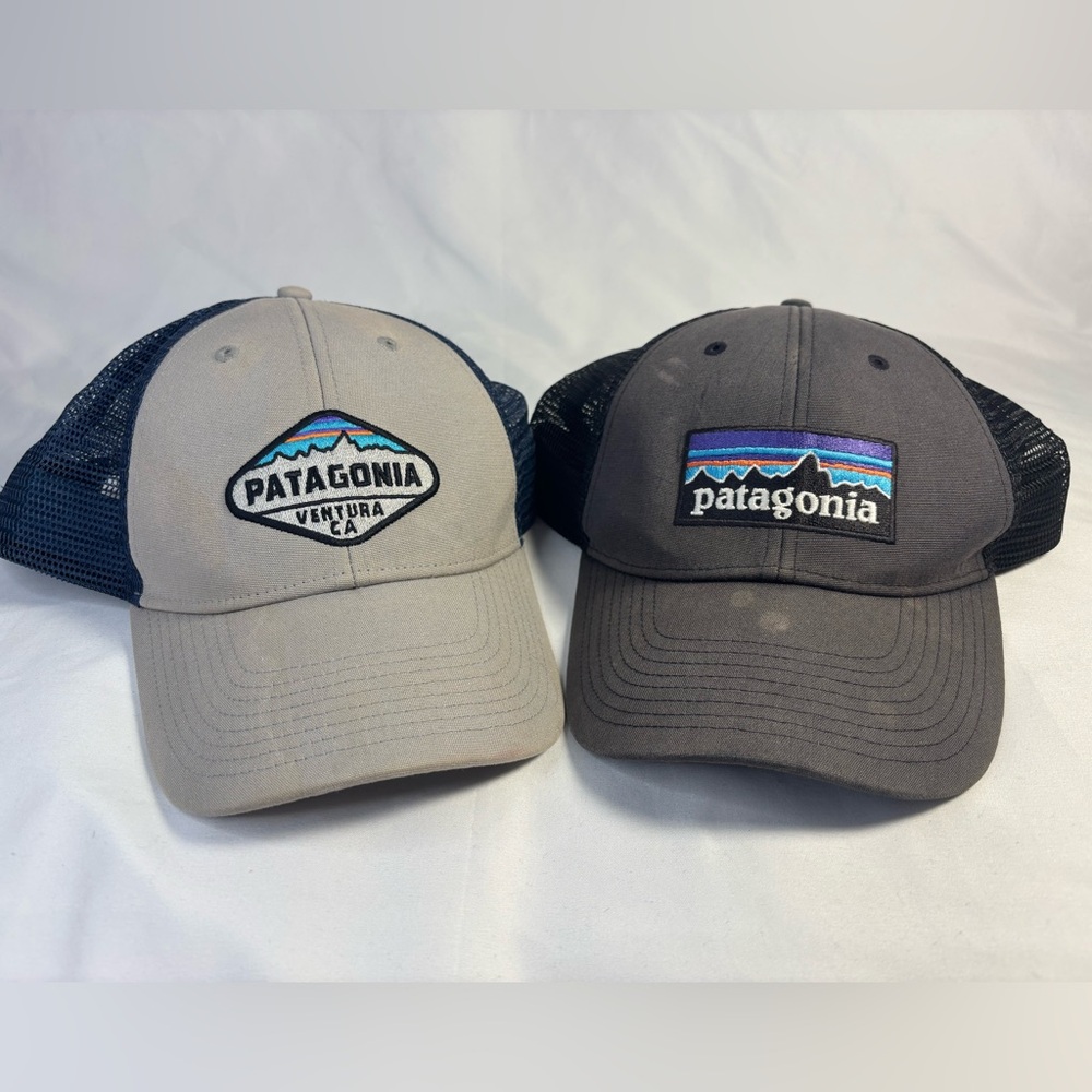 Patagonia Lot Of 2 Snapback Hats Ventura California Black Blue Baseball Caps